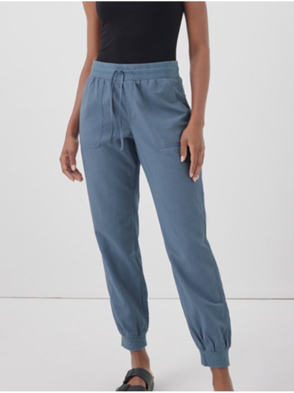 Pact Organic Cotton Linen Blend Joggers Blue Size Medium - Picture 1 of 12